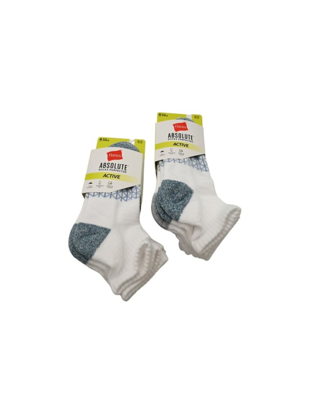 NIP Hanes Lot of 2 4 Pack Absolute Socks Perfected Active Sz L 3-9 Ankle White